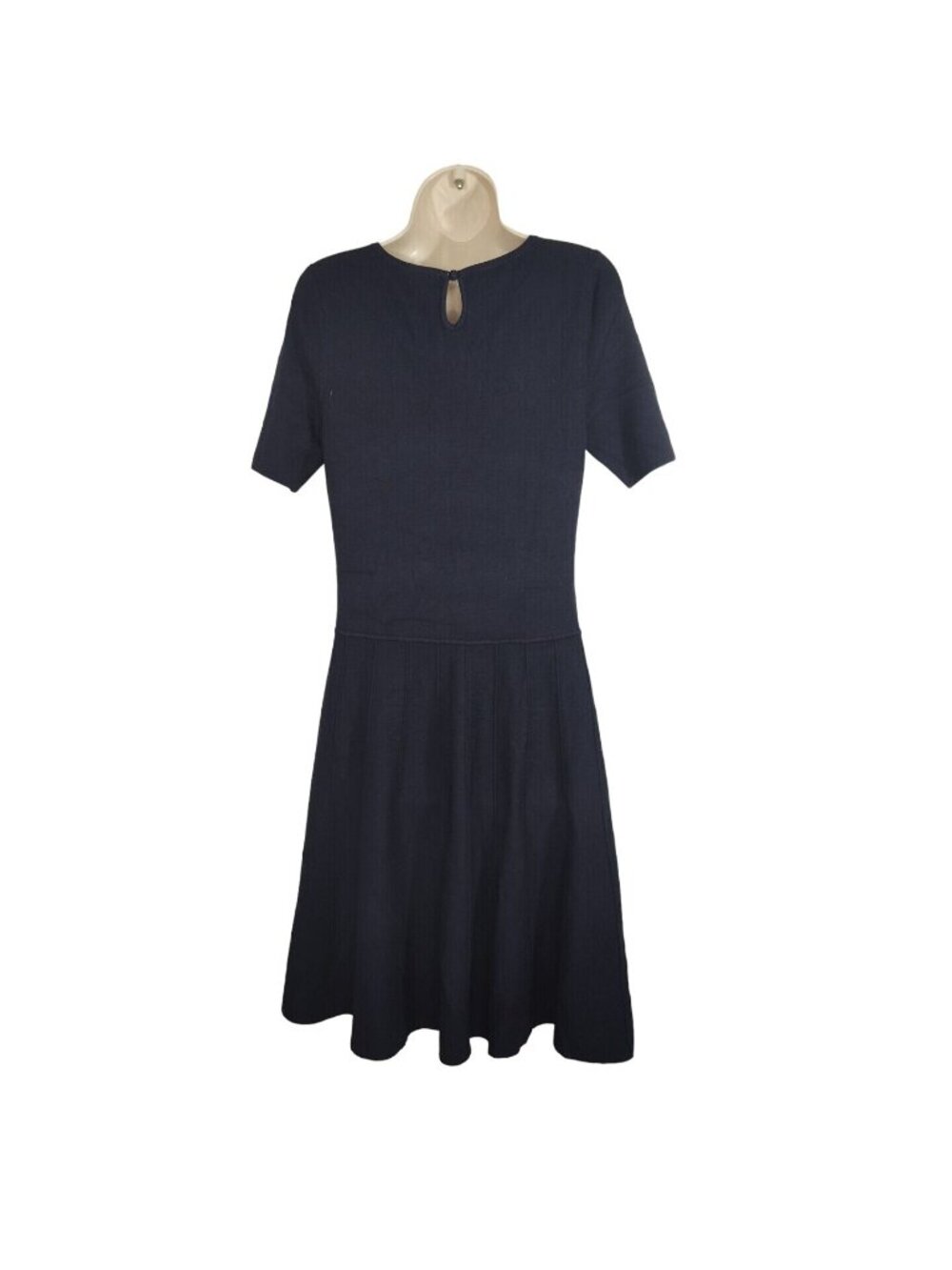 Talbots Blue Fit And Flare Knit Dress Women Size LP Work Casual Short Sleeve - Picture 5 of 7